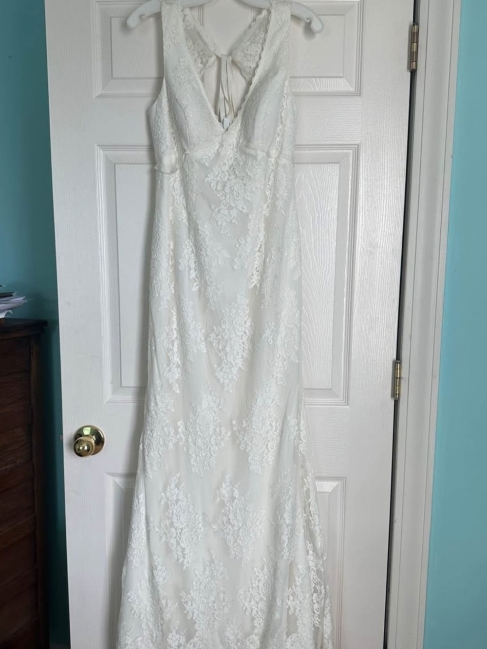 Galina Signature Ivory Lace Wedding Dress with Open Back